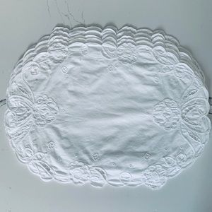 5 White Cotton Vintage Cutwork Placemats